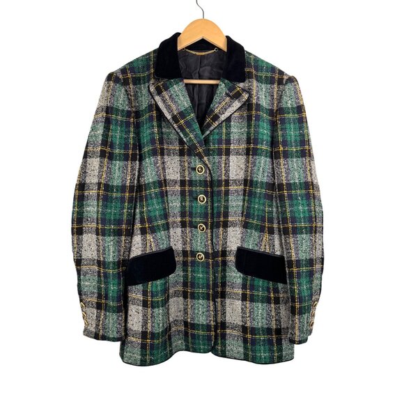 VTG‎ Basler wool blend plaid tweed blazer relaxed 90s sz M(38 euro) - Picture 1 of 11